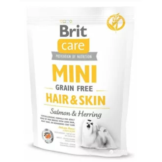   Brit Care Mini Grain-Free Hair & Skin Salmon & Herring 400g-hipoallergén, gabonamentes kutyatáp,érzékeny bőrre, szőrre