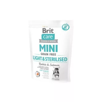   Brit Care Mini Grain-Free Light & Sterilized Rabbit & Salmon 400g - ivartalanított vagy hízásra hajlamos kistestű kutyák számára