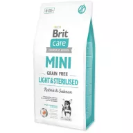   Brit Care Mini Grain-Free Light & Sterilized Rabbit & Salmon 2kg - ivartalanított vagy hízásra hajlamos kistestű kutyák számára