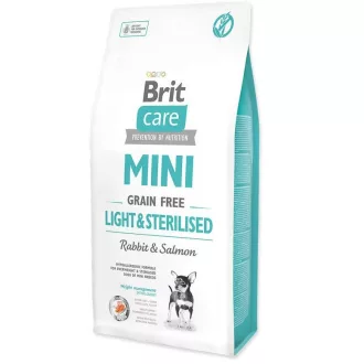   Brit Care Mini Grain-Free Light & Sterilized Rabbit & Salmon 2kg - ivartalanított vagy hízásra hajlamos kistestű kutyák számára