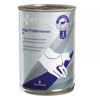   Trovet Unique Protein Venison (UPV) - Egyféle fehérjéből álló konzerv szarvashússal kutyáknak és macskáknak 400g